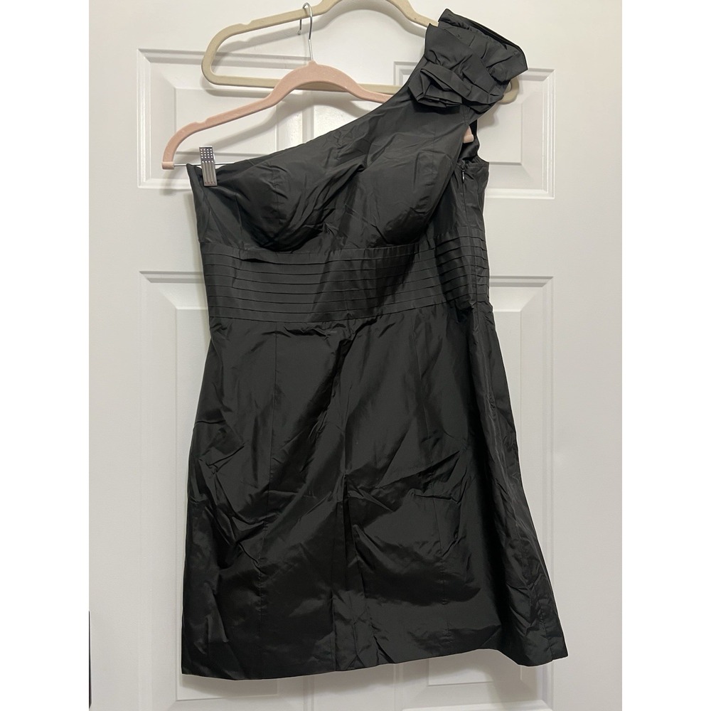 NWT GUESS by MARCIANO STUNNING SILK Taffeta One Shoulder BLACK Dress Large‎